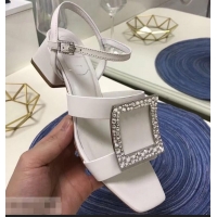 Top Quality Roger Vivier Strass Buckle Bikiviv' Heel Sandals R95601 White