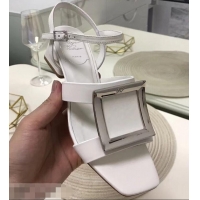 Market Sells Roger Vivier Metal Buckle Bikiviv' Heel Sandals R9504 White