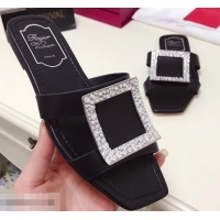 Best Price Roger Vivier Strass Buckle Bikiviv' Flat Mules R9513 Black