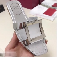 Recommended Roger Vivier Metal Buckle Bikiviv' Flat Mules R9516 Silver