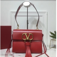 Fashion Valentino Smooth Calfskin Small VRing Shoulder Bag 181685 Red