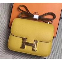 Sophisticated Hermes Constance 23 Bag in original Epsom Leather H945115 yellow