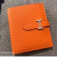 Sumptuous HERMES BEARN SHORT WALLET IN ORIGINAL EPSOM LEATHER H945116 Orange