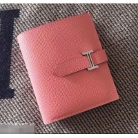 Good Quality HERMES BEARN SHORT WALLET IN ORIGINAL EPSOM LEATHER H945116 Pink