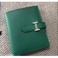 Luxury Discount HERMES BEARN SHORT WALLET IN ORIGINAL EPSOM LEATHER H945116 Green