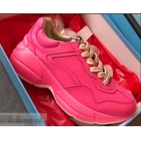 New Fashion Gucci Rhyton Leather Sneakers 708012 Fuchsia 2019