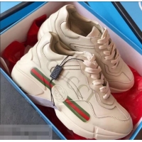 Popular Gucci Rhyton Leather Sneakers 708012 Vintage Logo Ivory 2019