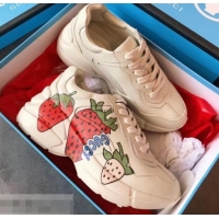 Reasonable Price Gucci Rhyton Leather Sneakers 708013 Strawberry 2019