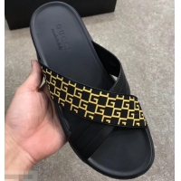 Super Quality Gucci Men's Crossover Slide Sandals 708022 Yellow G Logo