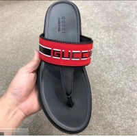 Best Price Gucci Men's Thong Sandals 708025 Stripe Red