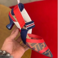 Affordable Price Fendi Heel 5cm Multicolour Tech Mesh Slingbacks Pumps Red/Blue 709017 2019