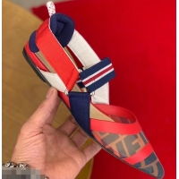 Cute Fendi Multicolour Tech Mesh Slingbacks Sabots Flats Red/Blue 709018 2019