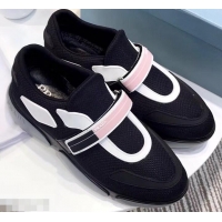 Promotional Prada Hook and Loop Fastener Strap Cloudbust Sneakers 709028 Black/Pink 2019