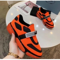 New Style Prada Hook and Loop Fastener Strap Cloudbust Sneakers 709028 Orange 2019