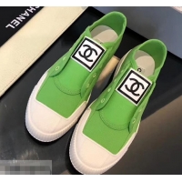 Best Design Chanel Vintage CC Logo Sneakers S701012 Green 2019 