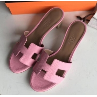 Sumptuous Hermes Heel 5cm Oasis Slipper Sandals in Togo Leather H701031 Pink