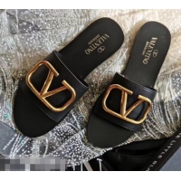 Fashion valentino vlogo calfskin slides H701055 black