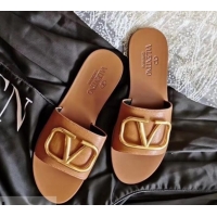 Classic valentino vlogo calfskin slides H701055 camel