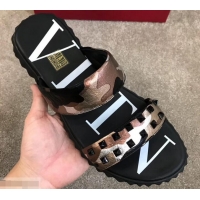 Sophisticated Valentino VLTN Neoprene Men's Double Strap Sandals Camo H701061 Pink Gold