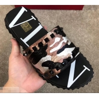 Most Popular Valentino VLTN Neoprene Men's Sandals H701062 Camo Pink Gold 2019