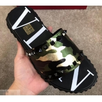 Classic Hot Valentino VLTN Neoprene Men's Sandals H701062 Camo Green 2019