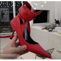 Perfect Balenciaga Heel 8cm Ankle Tie Pumps B713011 Red 2019