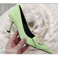 Promotional Balenciaga Heel 8cm BB Fringe Pumps B713012 Light Green 2019