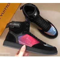 Top Design Louis Vuitton Iridescent Prism High-top Sneakers LV714011 Black 2019