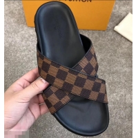 Best Price Louis Vuitton Men's Crossover Mules Damier Ebene Canvas LV714026