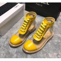 Luxury Chanel Vintage Logo Lace-Ups Sneakers PVC C714061 Yellow