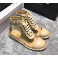 Top Quality Chanel Vintage Logo Lace-Ups Sneakers PVC C714061 Beige