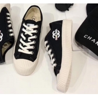 Best Quality Chanel Logo Print Canvas Sneakers C714063 Black