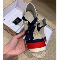 Best Price Gucci Sylvie Web Platform 10cm Espadrille with Grosgrain Lace-up 525728