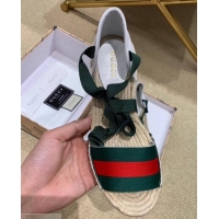 Low Price Gucci Green/Red Web Platform 10cm Espadrille with Grosgrain Lace-up 525728