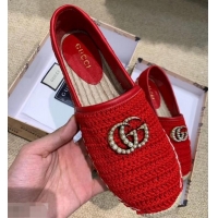 Good Quality Gucci Double G Crochet Espadrilles 525751 Red 2019