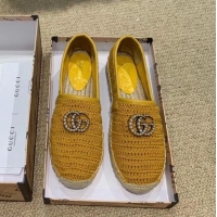 Best Design Gucci Double G Crochet Espadrilles 525751 Yellow 2019