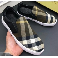 Reasonable Price Burberry Vintage Check Men's Slip-on Sneakers Olive Green 525752