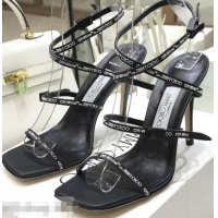 Best Quality Jimmy Choo x Off-white Logo Rubber Strap 6cm Sandals 525754 Black