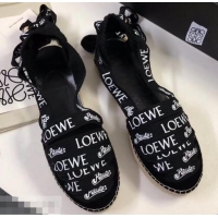 Low Cost Loewe Logo Laces Paula Wedge Espadrilles 525755 Black