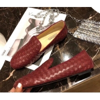 Best Quality Bottega Veneta Intrecciato Nappa Fiandra Slipper Loafers 525759 Burgundy