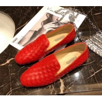 Luxury Classic Bottega Veneta Intrecciato Nappa Fiandra Slipper Loafers 525759 Red