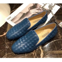 Top Quality Bottega Veneta Intrecciato Nappa Fiandra Slipper Loafers 525759 Blue