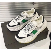 Best Price Bottega Veneta Speedster Sneakers In Calf And Mesh 525770 White/Black/Green 2019