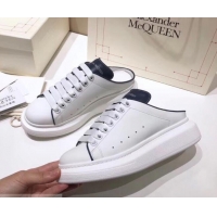 Unique Style Alexander McQueen Oversized Open-back Sneakers A716012 White/Dark Blue 2019