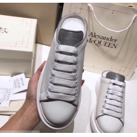 Elegant Alexander McQueen Oversized Open-back Sneakers A716012 White/Gray 2019