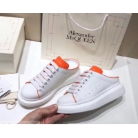 Top Grade Alexander McQueen Oversized Open-back Sneakers A716012 White/Orange 2019