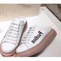 Popular Alexander McQueen Oversized Open-back Sneakers A716012 Fashion Print White/Pink 2019