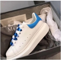 Discount Alexander McQueen Oversized Sneakers A716013 White/Blue Laces 2019