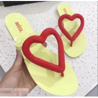 Best Product Melissa Loja Big Heart Chrome Flip Flops 716030 Yellow/Red 2019