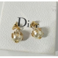 Stylish Dior Perle Stellaire Earrings Gold/Pearly White J717016